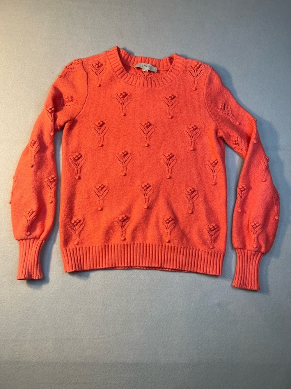 Loft pink puff knit sweater